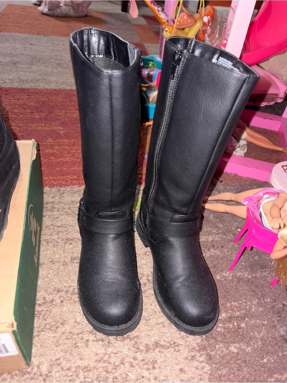Black Mid-Calf Zipper Riding Boots